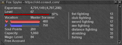Signature for player Fox Spyke